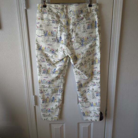 Talbots Island Print Crop Jeggings Sz 12 Tropical Beach Travel Pants - Picture 6 of 9